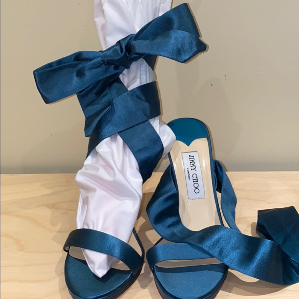 Jimmy Choo satin tie up heels